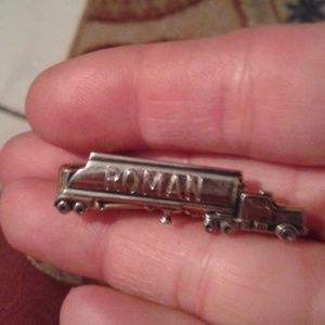 Vintage Semi truck ROMAN tie bar clasp